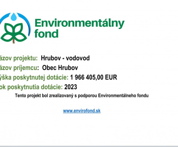 Hrubov - Vodovod - dotácia Envirofond 2023