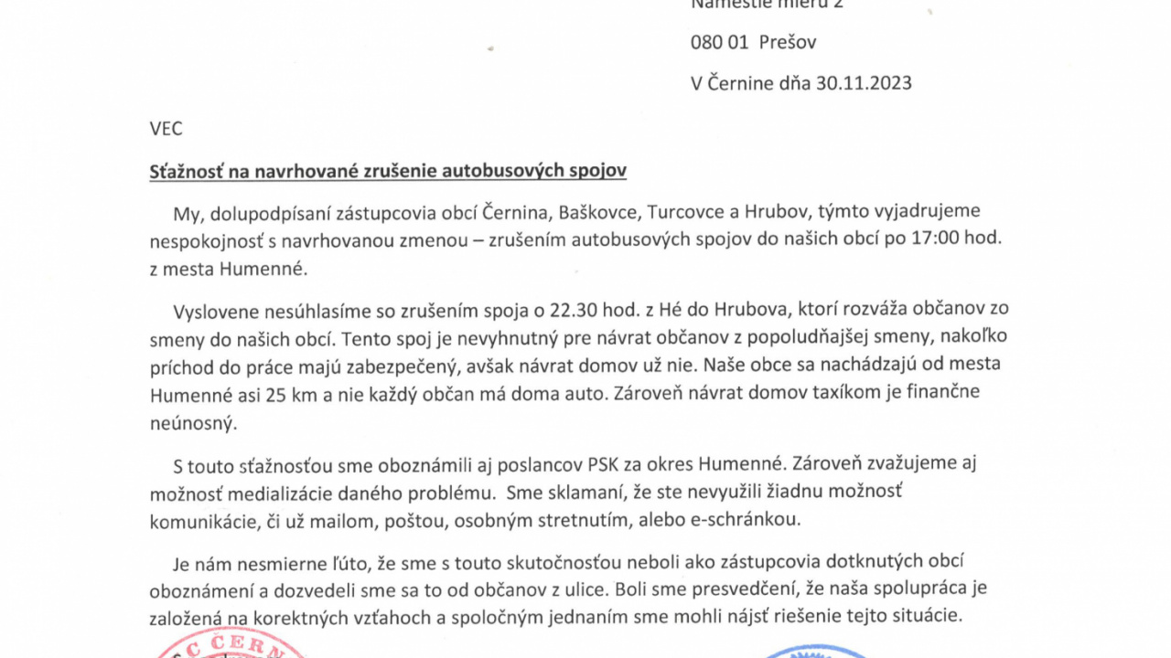 sťažnosť starostov obcí   sťažnosť starostov obcí
